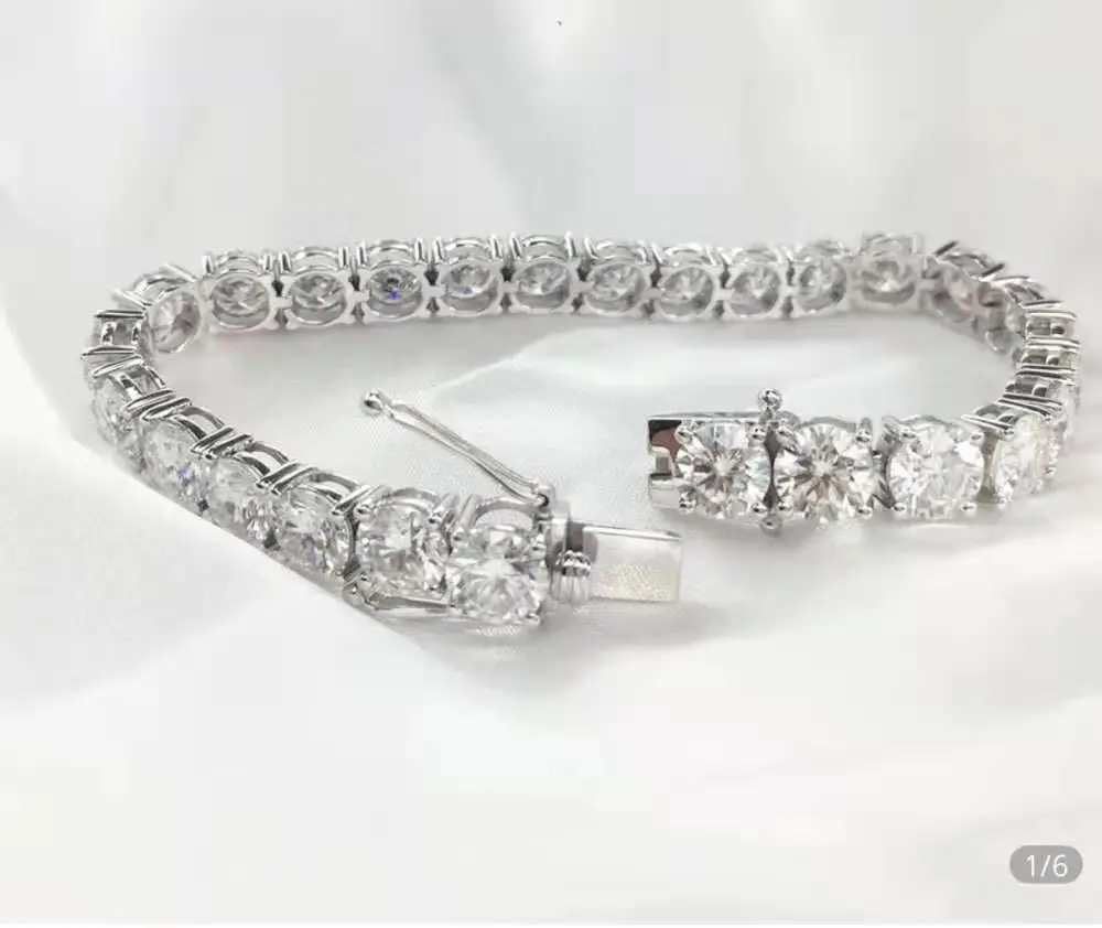 

MeiBaPJ 0,5 карат настоящий Муассанит бриллиантовый браслет 925 стерлингового серебра белый камень браслет для женщин, хорошее ювелирное изделие...