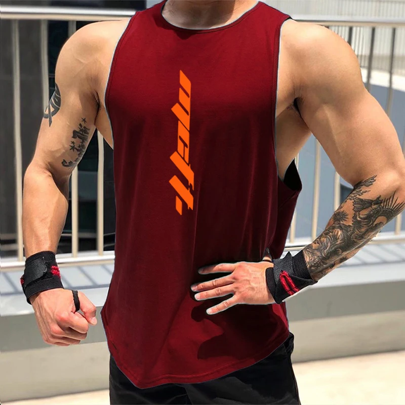 

Mens Brand Running Tank Top Gym Muscle Sleeveless Shirt Workout Sporting Stringer Clothing Bodybuilding Fashion Fitness Singlets