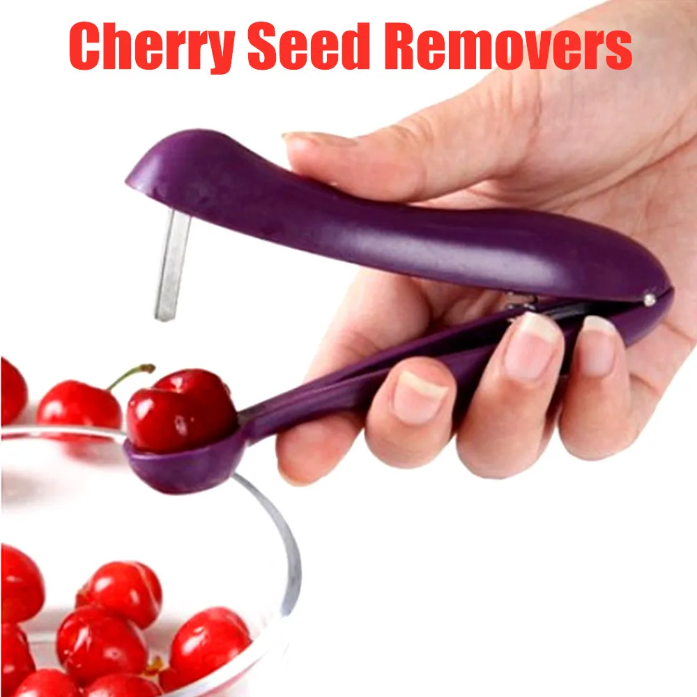 

1PC Cherries Pitter Plastic Fruits Tools Fast Cherry Seed Removers Stainless Steel Cherry Gadgets Useful Kitchen Tools