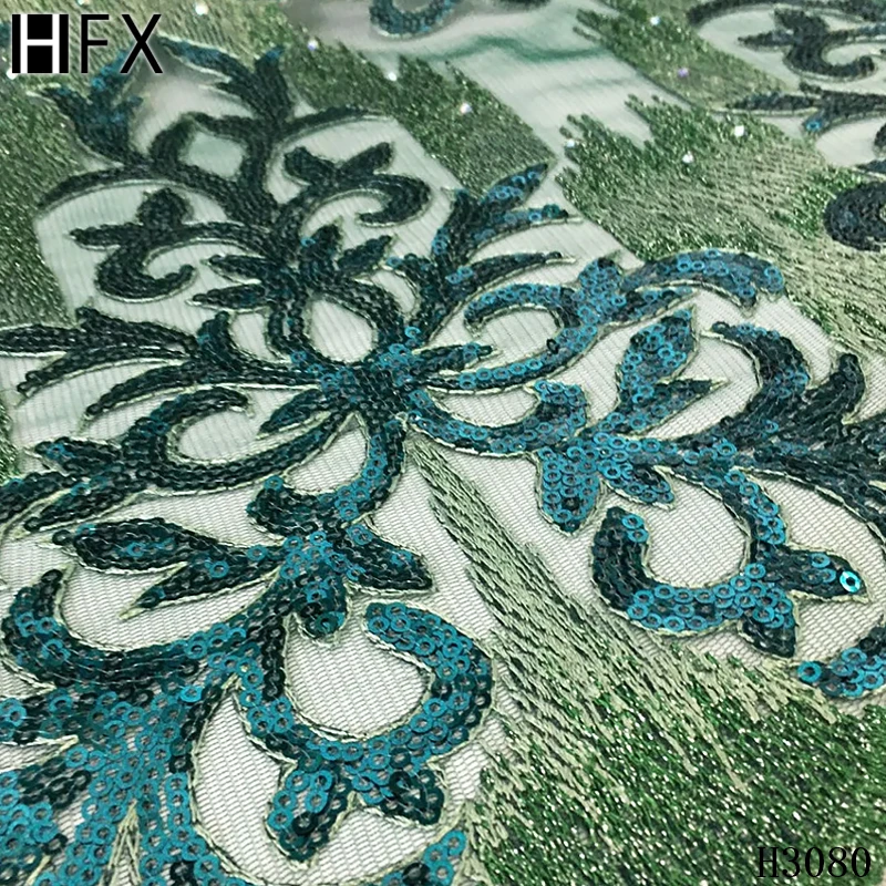 HFX Африканский цветок блесток вышивка высокое качество французское кружево