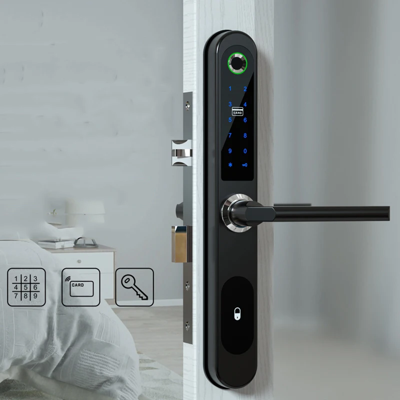Дверной смарт-замок с идентификацией по отпечатку пальца и RFID-защитой |