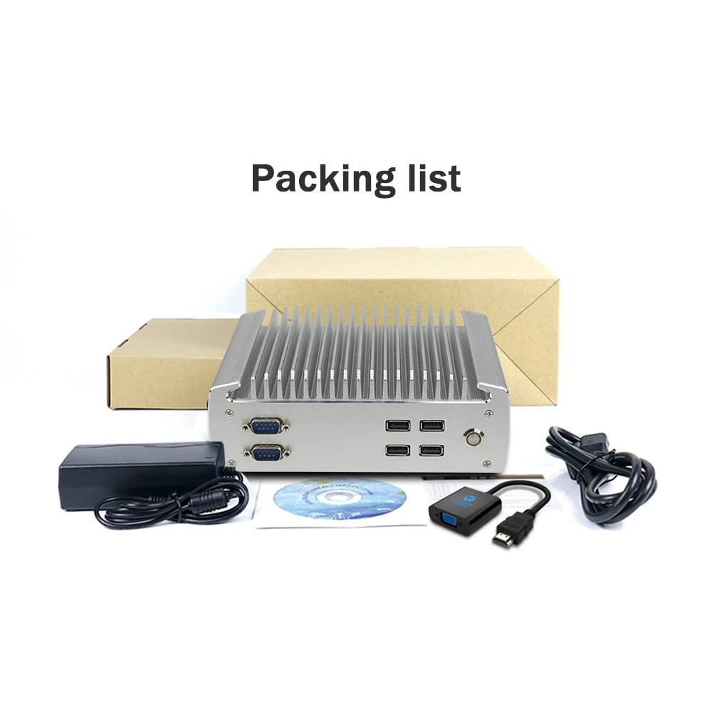 Мини ПК Yanling промышленный без кулера процессор Intel Celeron J1900 Quad Core Dual Lan Linux поддержка
