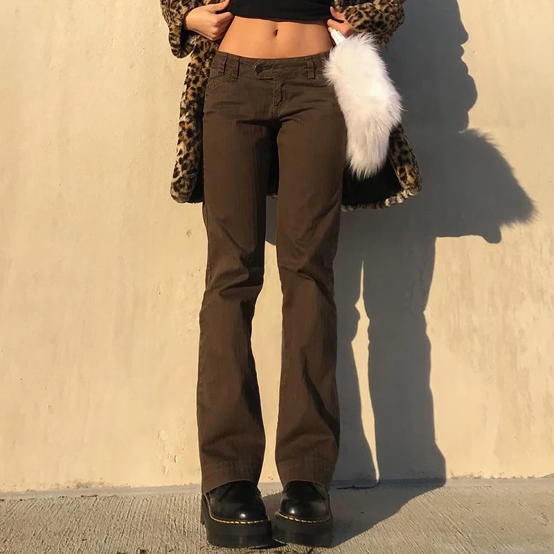 

Women Fanshional Flare Long Pants Ladies Elastic Low Waist Trousers Capris 2021 Harajuku Heart Print Baggy Sweatpants Pink Jean