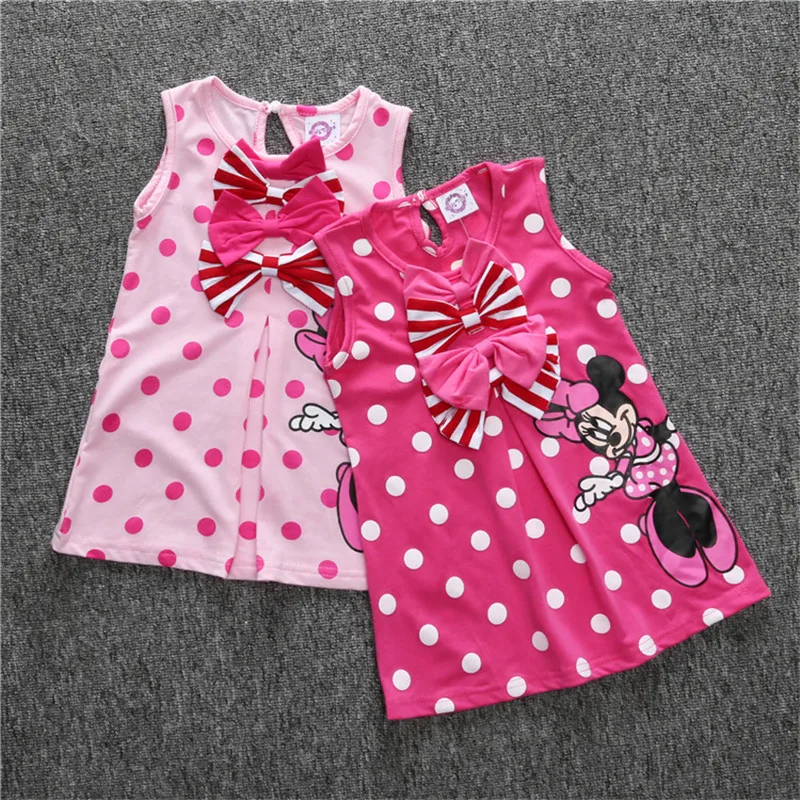 2019 Newborn Baby Girls Dresses Children Summer Sleeveless O-Neck Dress Kids Cotton Dot Character Clothes A-line Casual Clothing | Детская