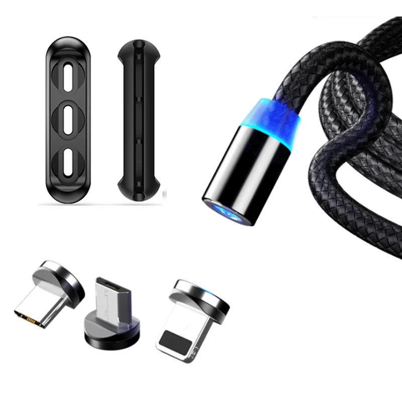 Кабель для зарядки Micro USB/USB-C 1 м круглый 8 контактов магнитный поддержка быстрой