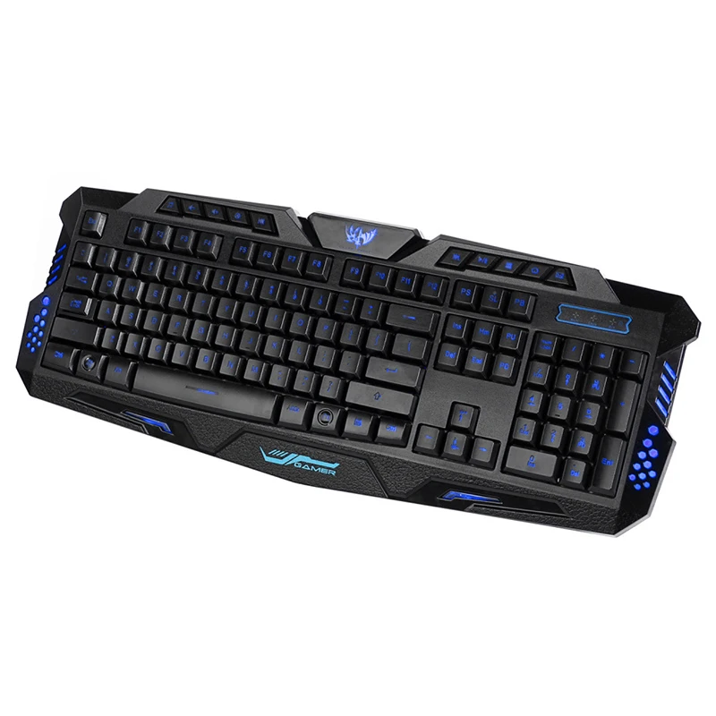 Русский + английская версия Gaming Keyboard Gamer 3 вида цветов переключаемый подсветки
