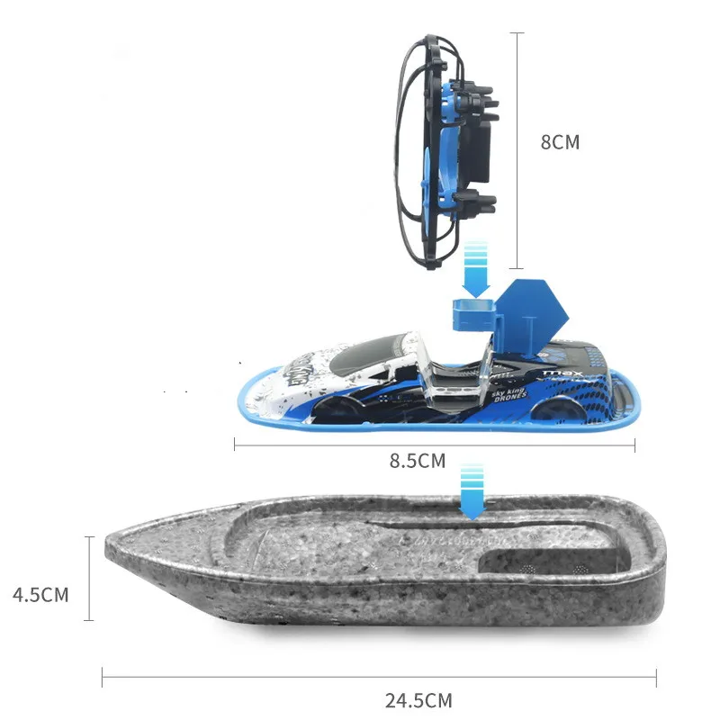 

Utoghter 2.4GHZ Flight Boat Car 3-mode Air Pressure Altitude Hold Headless Mode RC Drone Quadcopter Red/Blue RTF For RC Boat