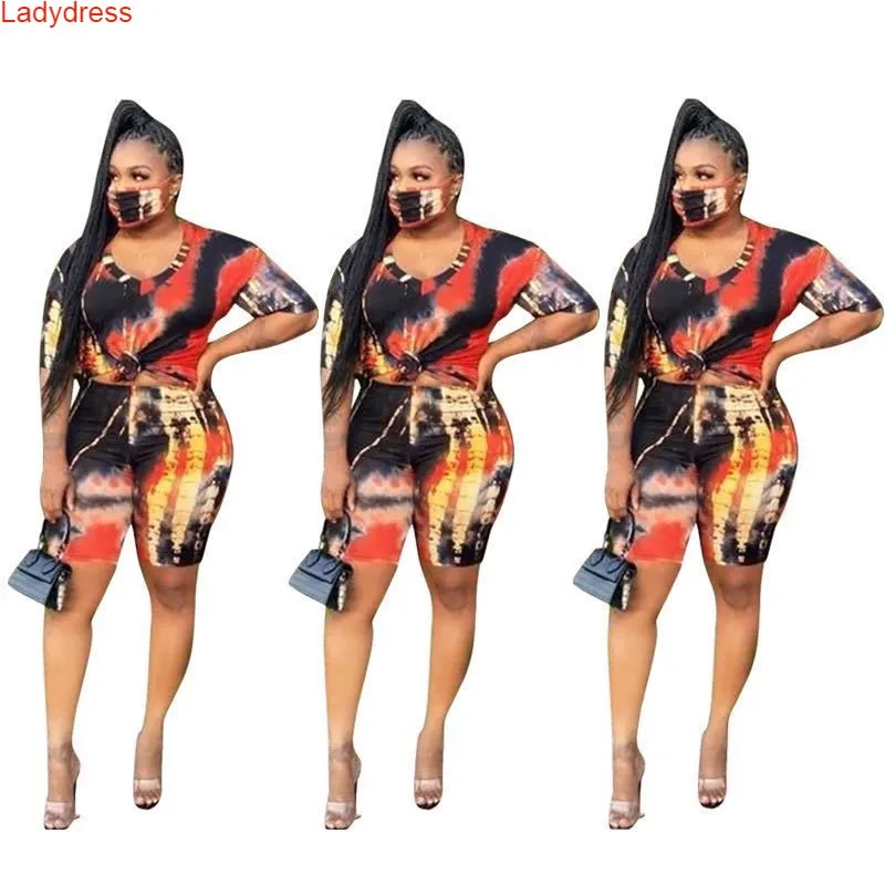 

Wholesale Women Clothing Plus size Fat Sleeves dye Two Pieces Shorts Set Casual 2 Piece Women Outfit