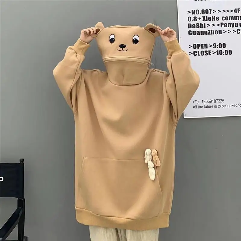 

Women Cute Teddy Bear Hoodie Sweatshirt Plush Thick Tracksuit Woman Vintage Harajuku Couple Clothes Oversized Hoodies Pullovers