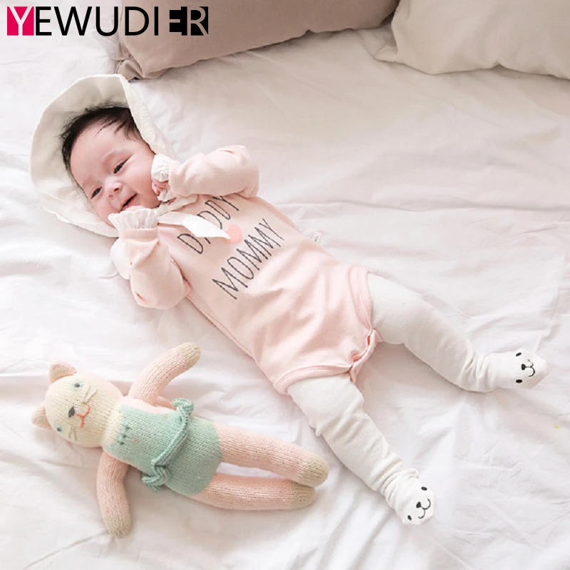

New Baby Girls Clothes Lace Patchwork Long Sleeve Rompers Newborn Printed Letter Cotton Outfits Toddler Princess Pink Jumpsuits