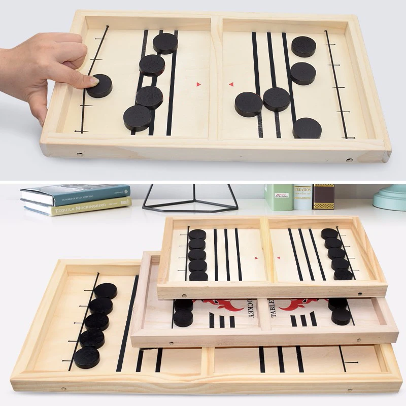 

Fast Sling Puck Game Paced Wooden Table Hockey Winner Games Interactive Chess Toys For Adult Children Desktop Battle Board Game