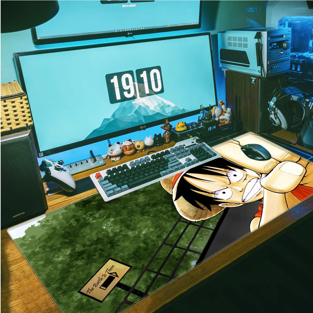 

One Piece Luffy Locking Edge Mouse Pad Game Computer Gaming Mousepad Anti-slip Natural Rubber with Locking Edge Gaming Mouse Mat