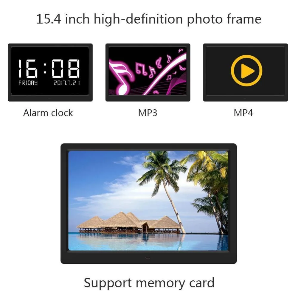Новый светодиодный 15 4 дюймов HD MP3 MP4 видео плеер сигнализация цифровые фоторамки