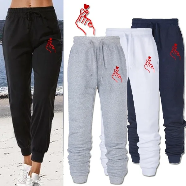 

Autumn Pants Women Loose Long Pants Outwear Fashion Brand Printed Trousers White Grey Black Oversized Joggers Sweatpants