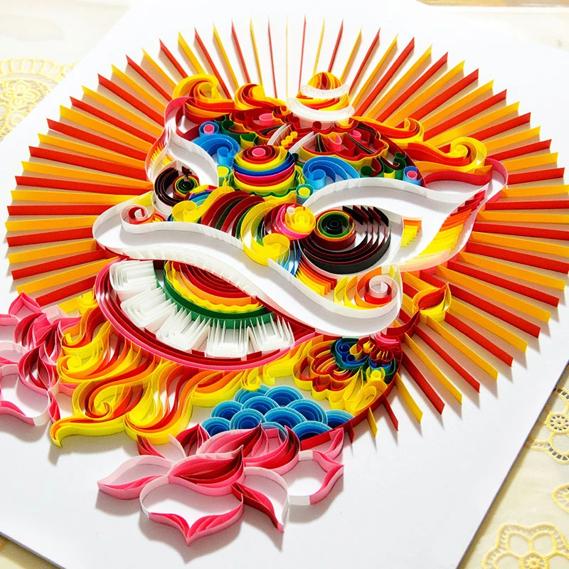 

A4 Paper Chinese Mascot Flower Yan Paper Quilling Illustration Material Kit Slot Yan Paper Draft Creative Featured Gift Handmade