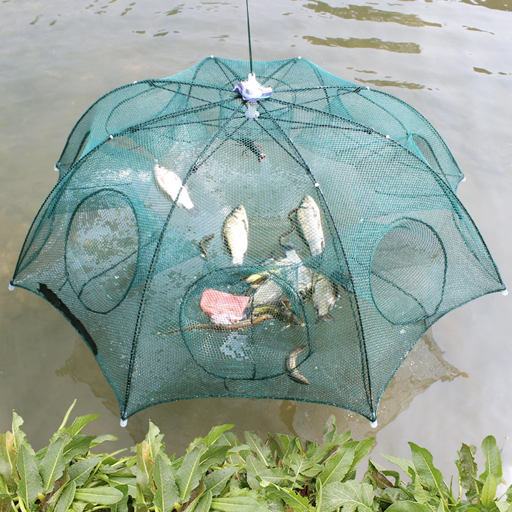 

4-20 Holes Automatic Fishing Net Nylon Foldable Catch Fish Trap for Fishes Shrimp Minnows Crab Cast Mesh Fishing Net Mesh