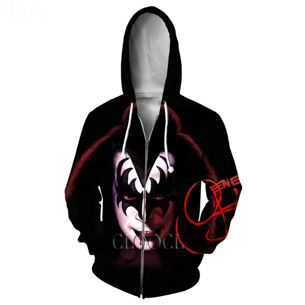 

CLOOCL Newest Zipper Hoodies Rock Kiss Band 3D Print Men Women Fashion Funny Unisex Casual Harajuku All-match Streetwear Tops