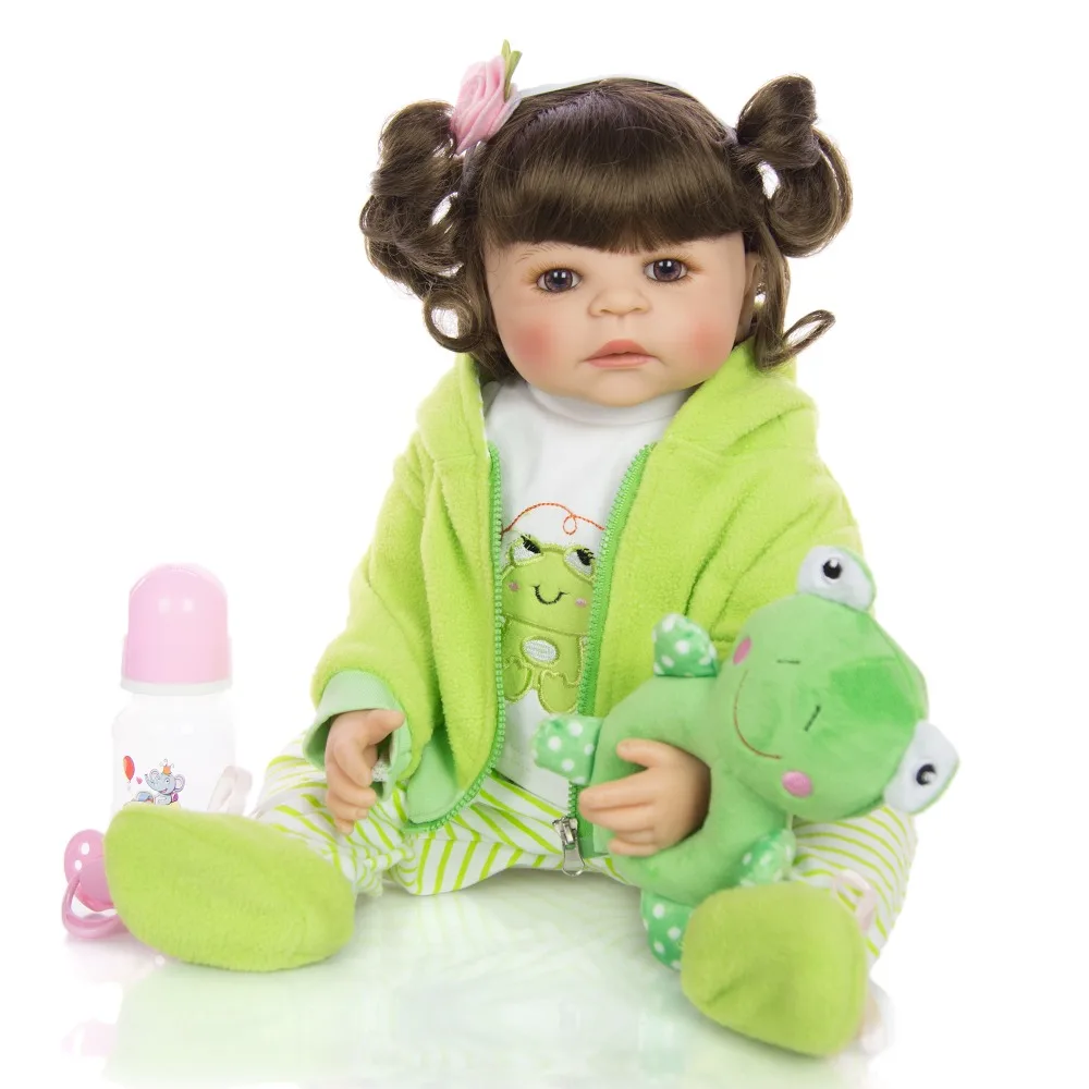 NPKDOLL 22 дюймов младенец Reborn Menina 55 см Bebe reborn полная силиконовая кукла с коричневыми
