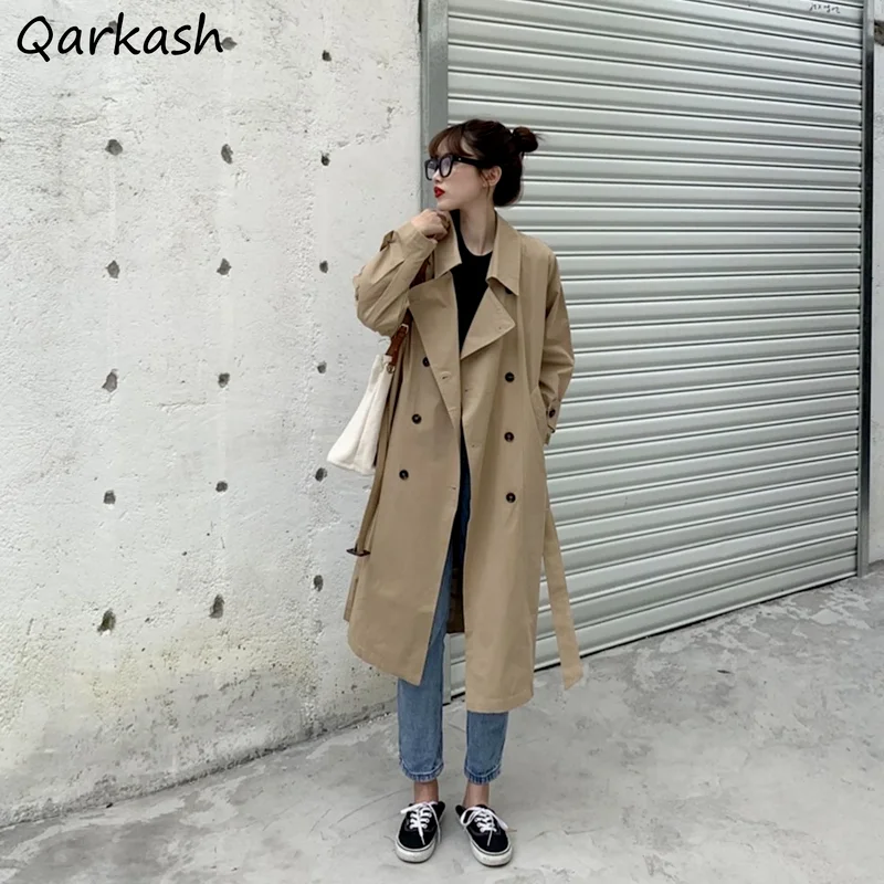 

Trench Women Harajuku All-match Chic Korean Fashion Casual New Windbreaker Woman Clothes Student Long Outwear Simple Solid Ins