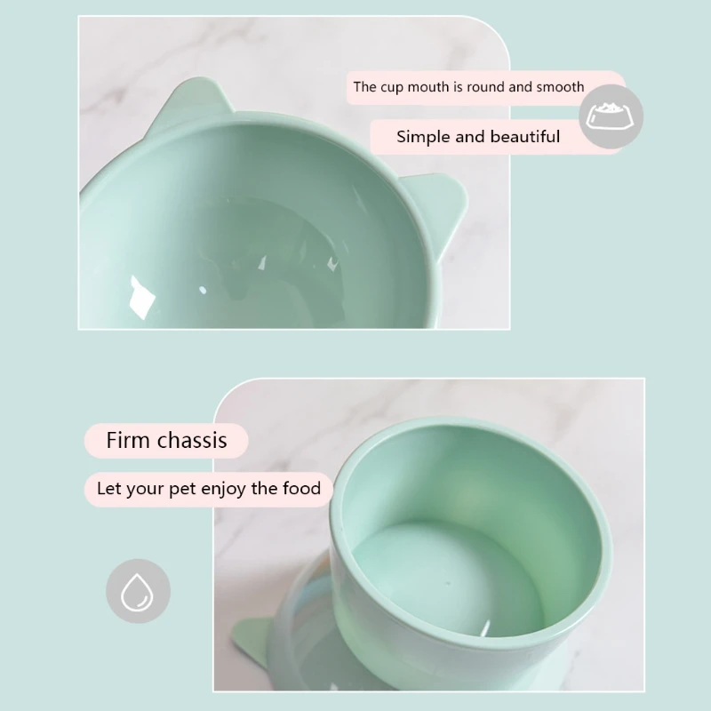 

45 Degrees Tilted Cats Dogs Bowl Food Feeding Container Non-slip Base Pet Feeder R9CA