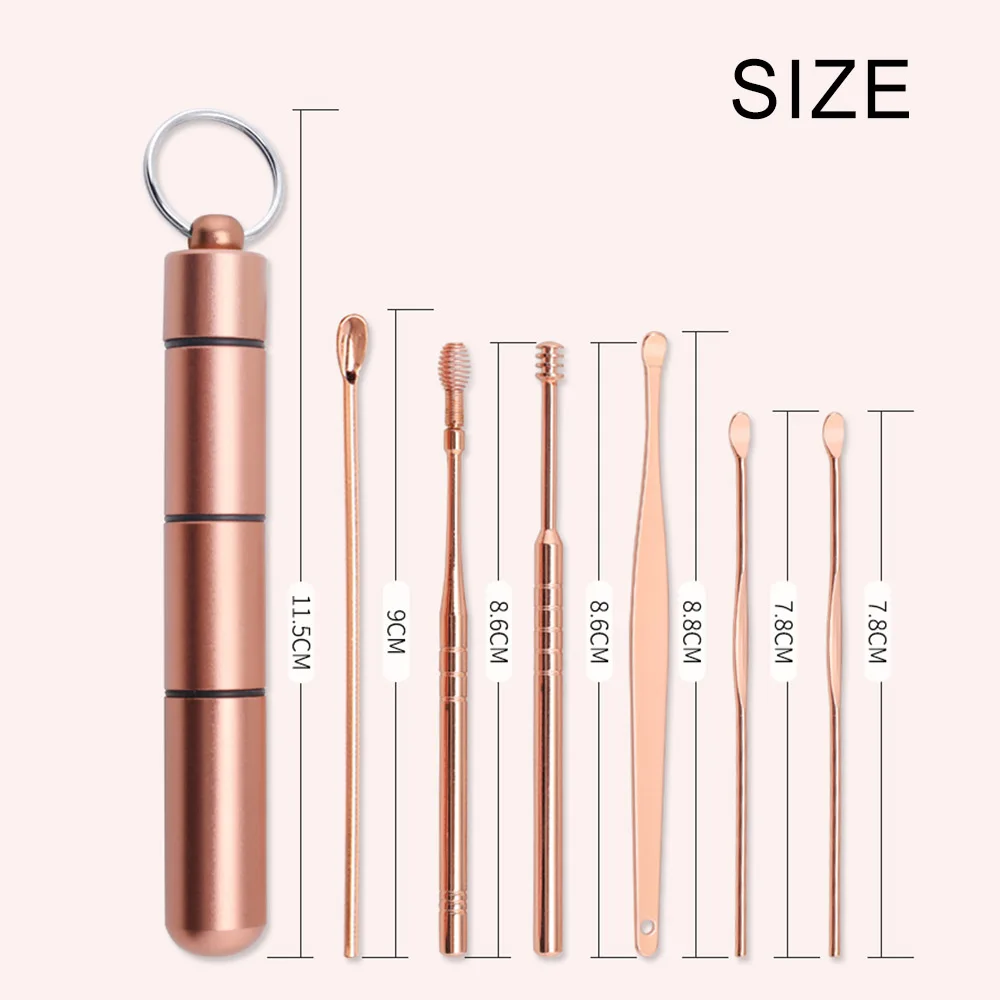 

6Pcs/Set Stainless Steel Spiral Ear Pick Multifunctional Portable Spoon Earwax Removal Cleaning Ear pick Adult Ear Care Tools