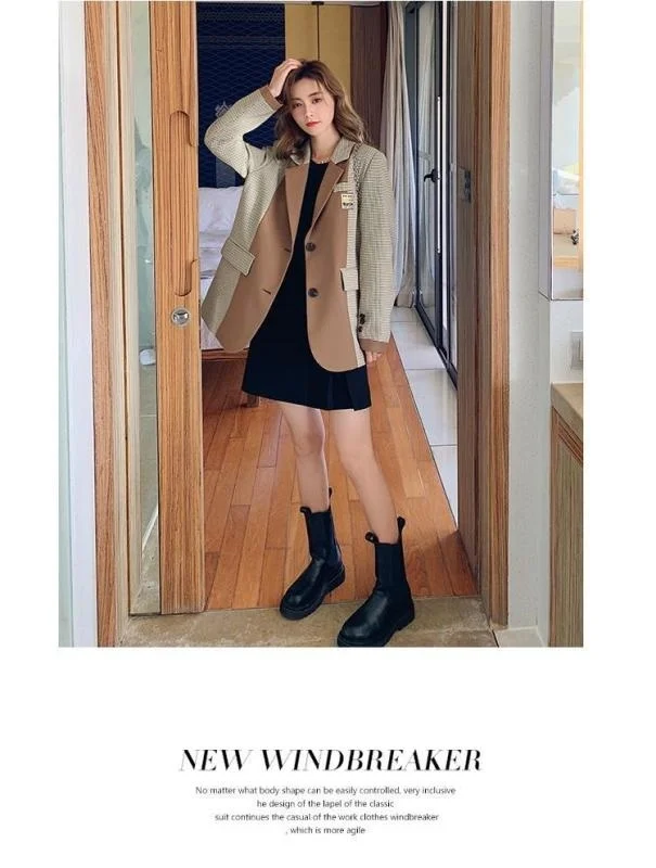 

Chic Plaid Casual Small Suit Female 2021 Autumn