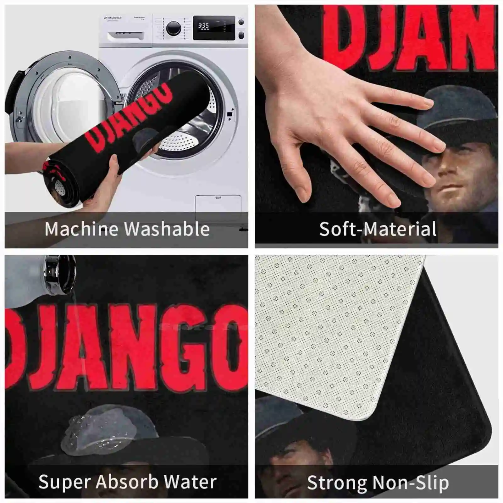 Мягкая подушка Django домашний коврик дверной Женский черный Corbucci Клинт Eastwood Sergio