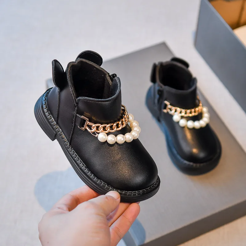 

Cotton shoes girls princess shoes 2021 winter kids plus velvet warm boots