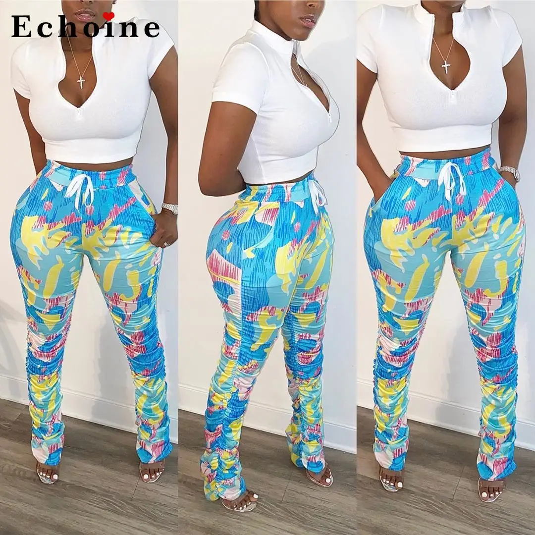 Женский летний спортивный костюм однотонный топ и плиссированные брюки с