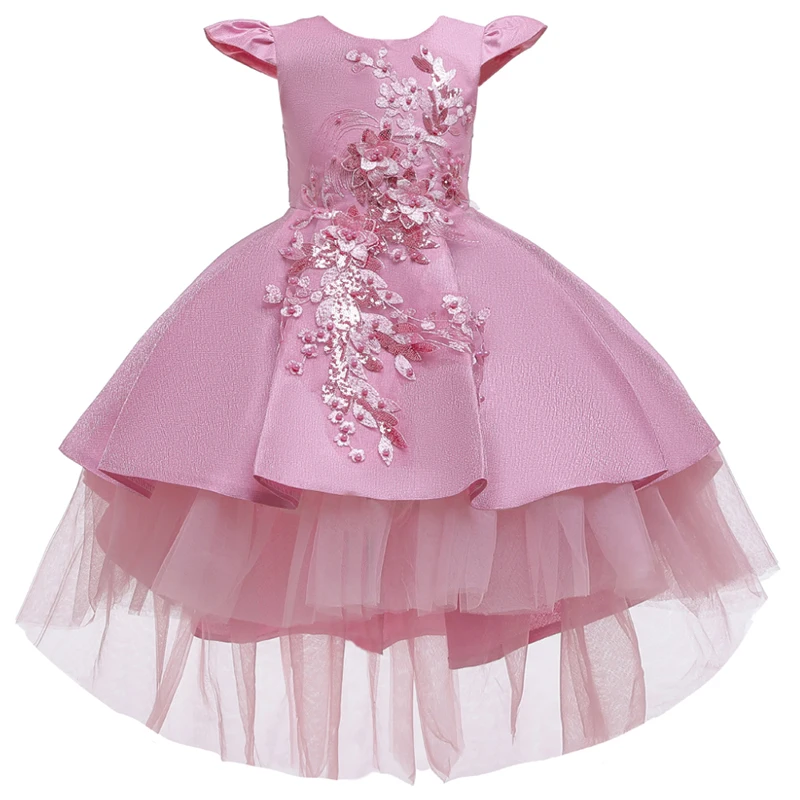 

Pink Girls Dresses For Wedding Tulle Lace Long Girl Dress Party Christmas Dress Children Princess Costume For Kids New 2020