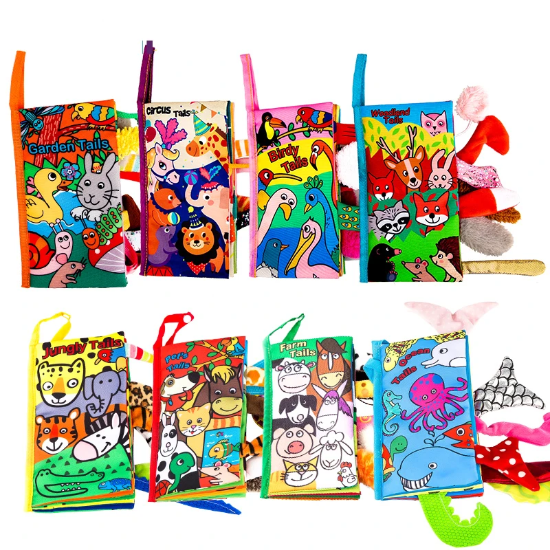 

Brand EducationToy Kids Animal Tails Cloth Book Baby Puzzle Toys Development Education Books Baby Gifts
