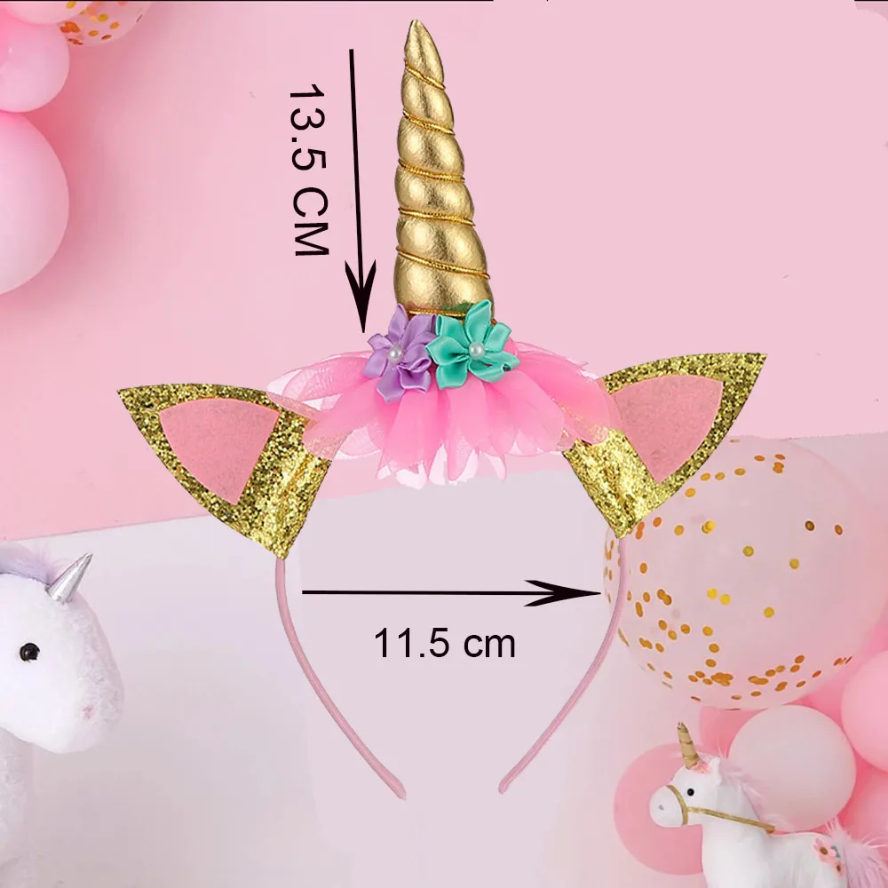 Diadema de unicornio de 3 a 10 a&ntilde;os, accesorios para fotos de orejas de cuerno dorado, accesorios para fiesta de cumplea&ntilde;os, sombreros de fantas&iacute;a, accesorio, disfraz de princesa-3