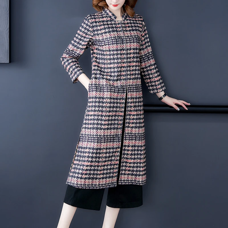 Принт с геометрическим узором женский плащ осеннее высококачественное шикарное