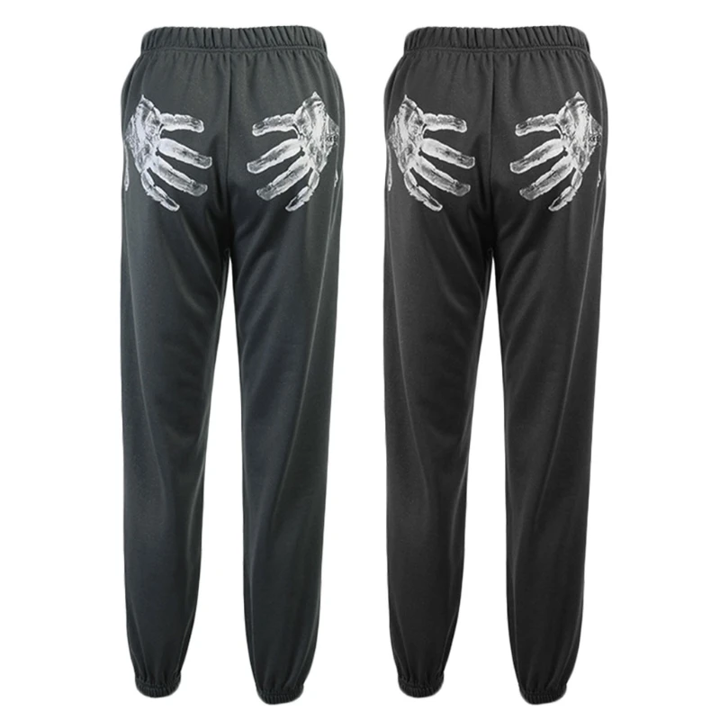 

P8DB Women Goth Punk Hippie Sweatpants Harajuku Butt Hand Palm Graffiti Printing Baggy Pants Hip Hop Loose High Waist Joggers