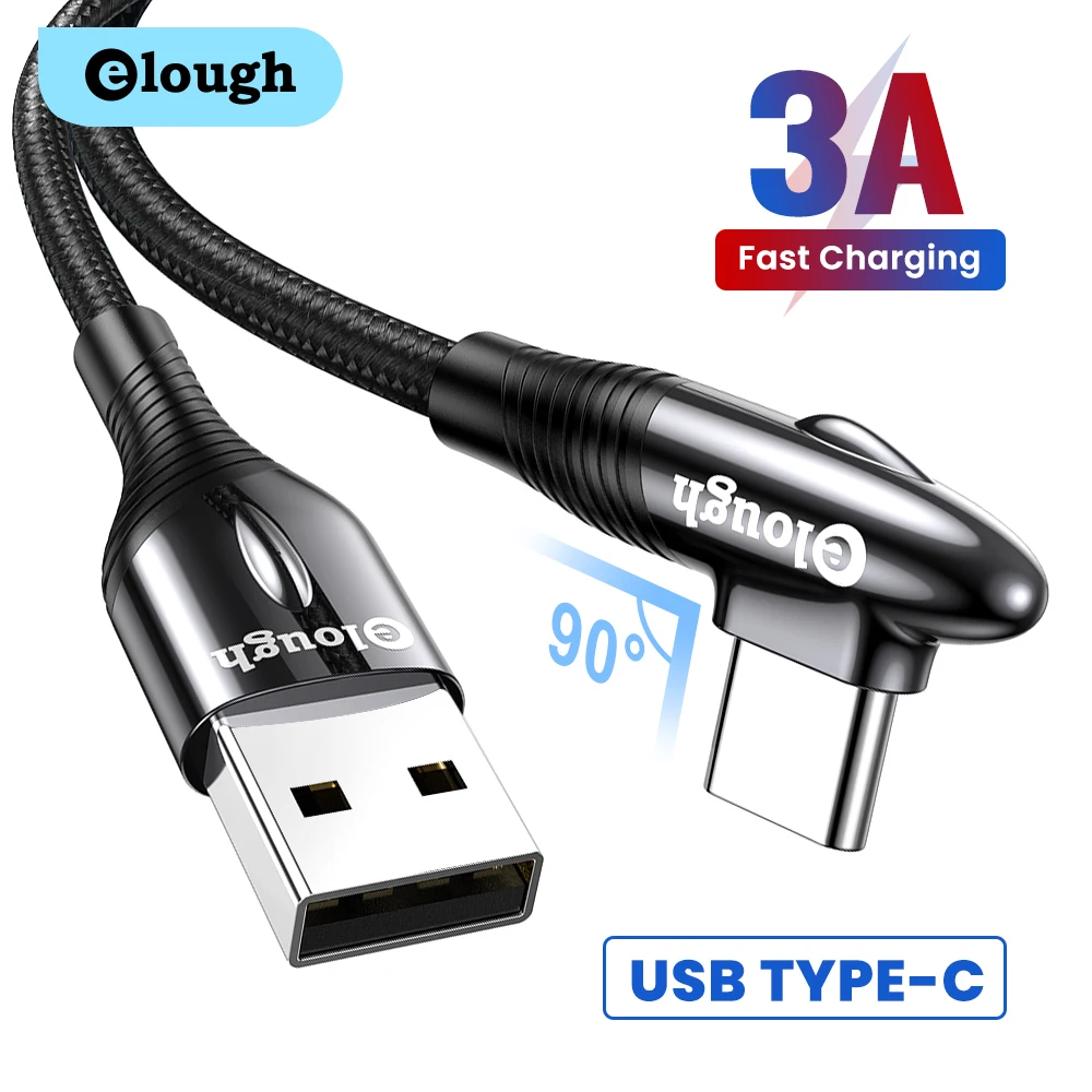 

Кабель зарядный Elough USB Type-C, 90 градусов, с поддержкой быстрой зарядки