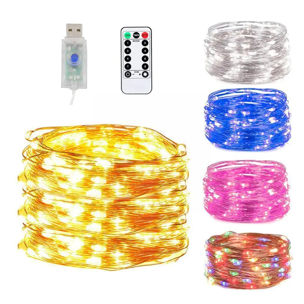 

Usb Led String Lights Fairy Garland Remote Control Wire 5m/10m/20m Party Wedding Garden Outdoor Christmas Light