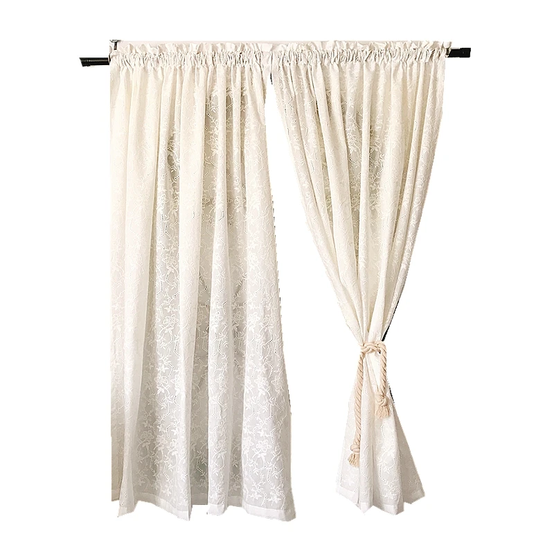 

French Princess Style Cotton Cloth Embroidery Hollow Garden Curtain Door Curtain PartitionCurtain CupboardCurtain KitchenCurtain
