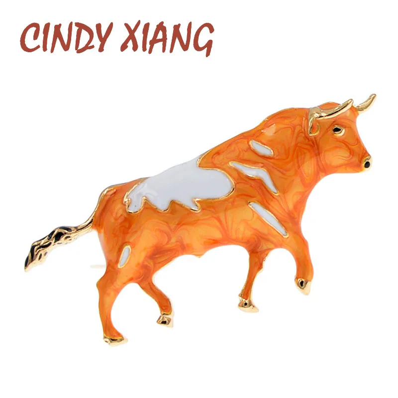 CINDY XIANG Новое поступление брошь в виде быка унисекс зодиака животных ювелирное