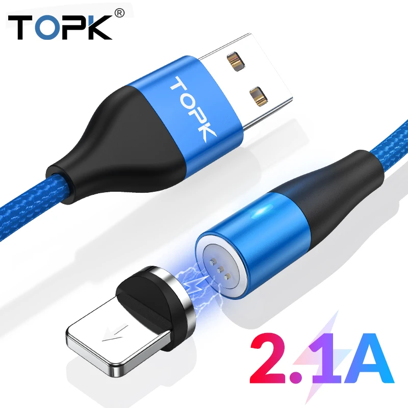 TOPK AM60 3rd Generation LED Magnetic Cable for iPhone 11 Pro Max Xs X 8 7 6 5s Plus USB Data Charging Cable| |