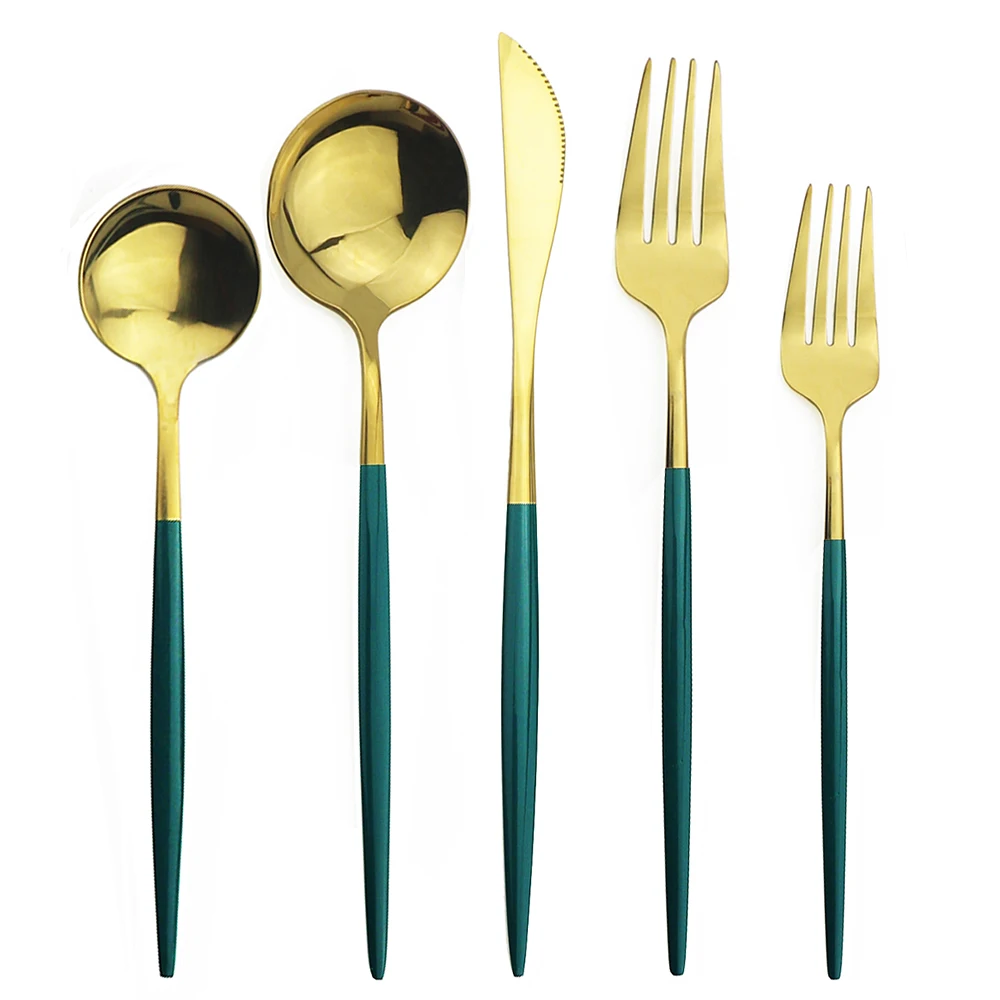 Набор разноцветных столовых приборов набор золотых десертная вилка ложка
