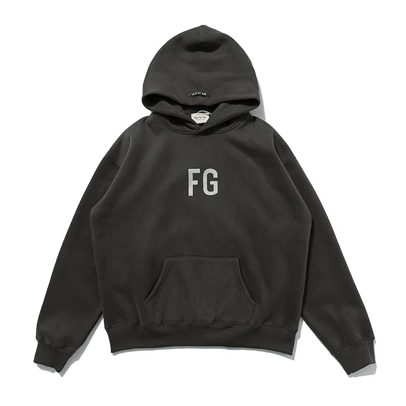 

Autumn and winter fog men's 3m reflective FG Fugui high street hoodie with plush sweater