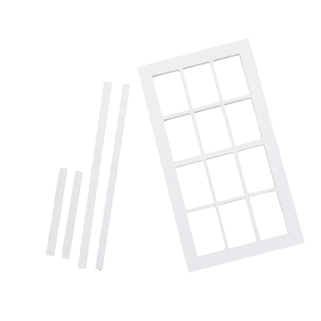 

1/12 Scale 12 Pane Painted Wooden Window Frame Dollhouse Miniature Accessory Wht