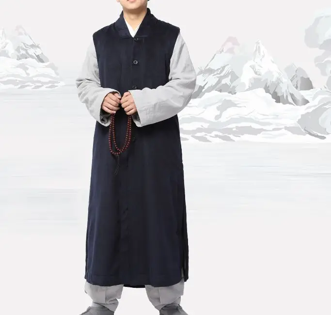 Зимняя теплая женская одежда унисекс Будда модель shaolin monk kung fu костюмы Длинный