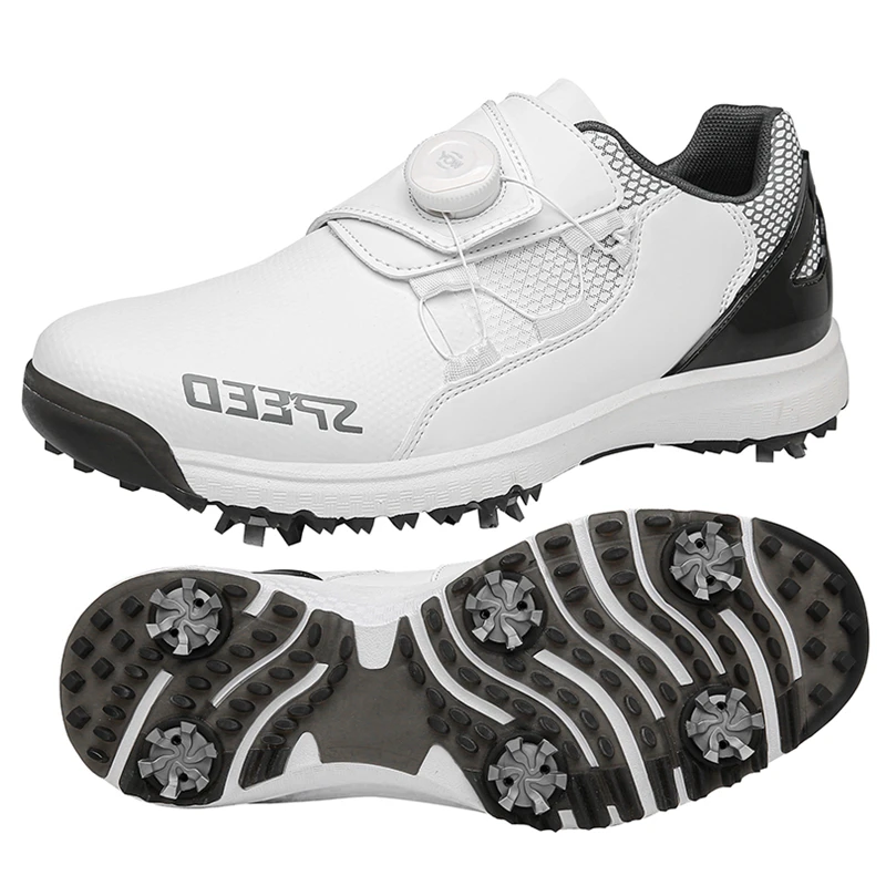 2022 Professional Men Golf Shoes Outdoor Waterproof Anti-slip Breathable Quick Lacing Golf Shoes Plus Size 36-47