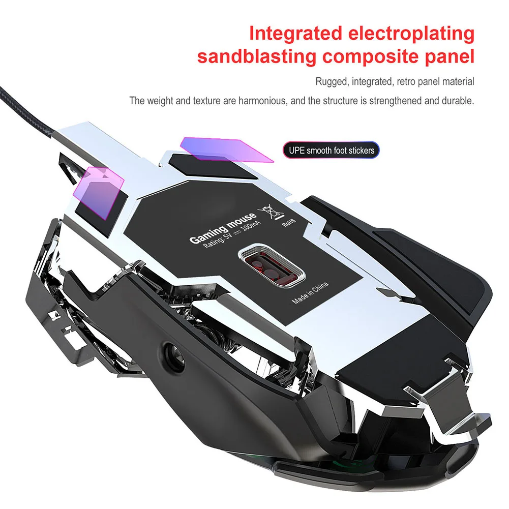 Механическая Проводная игровая мышь 6400DPI программируемая компьютерная