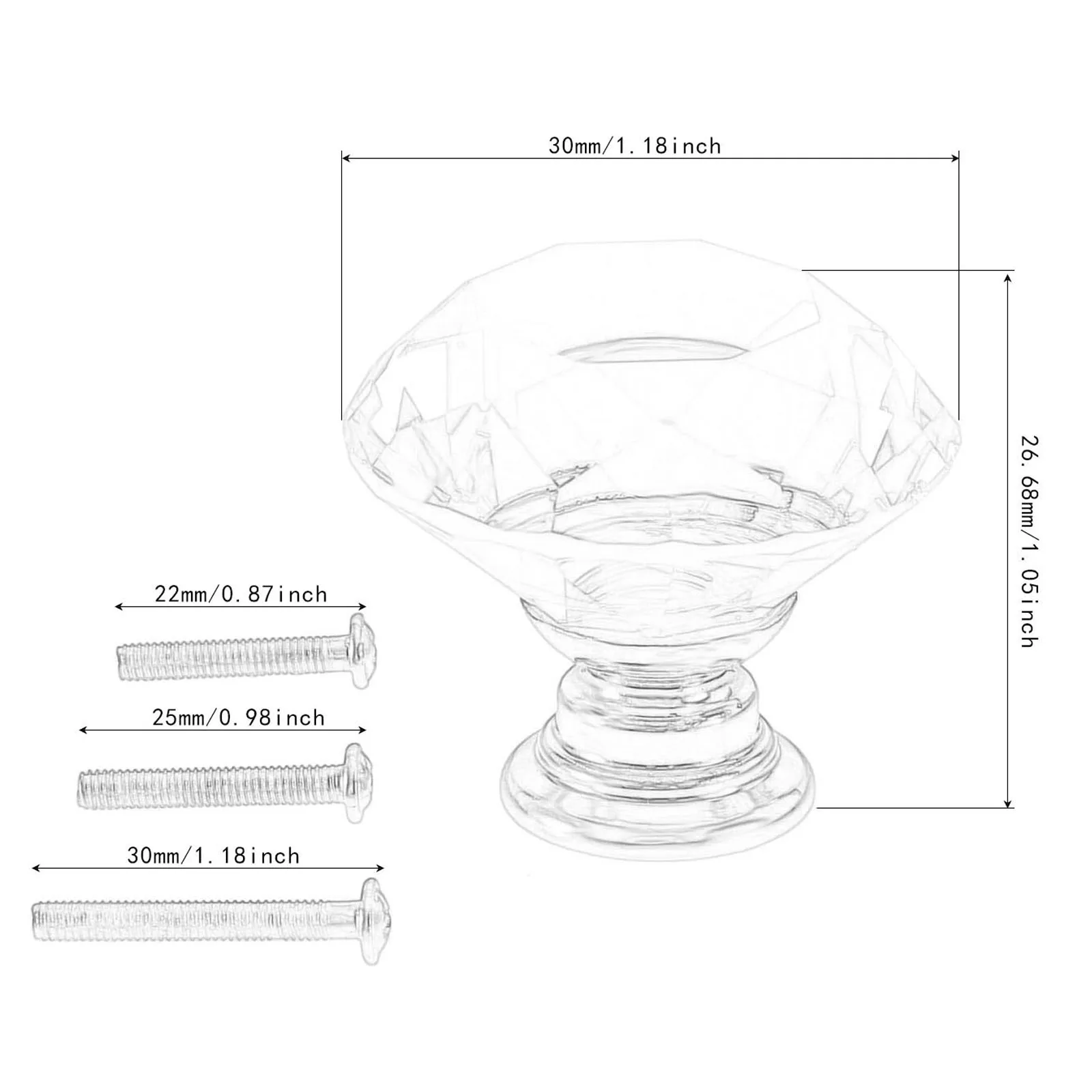 12 шт. алмазная хрустальная ручка стеклянная дверный шкаф вытяжка 30 мм мебельная