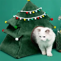 cat bed pet house christmas tree shape luxury cats cave cushion mat sleeping cotton for puppy autumn winter warm kennel cw58