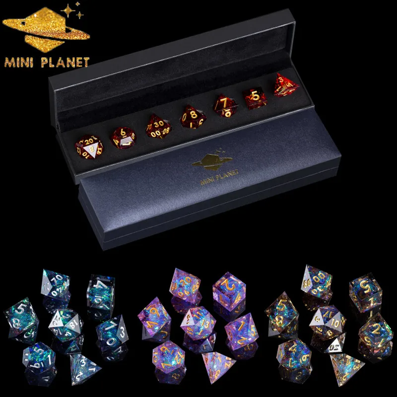 Galaxy DND D&D Dice Sets Polyhedral DND Dice Games With Sharp Edges For TTRPG Table Board Game Handmade Unique Designed Dice Set