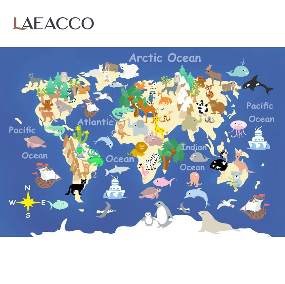 Laeacco фон для фотосъемки с изображением старой карты мира детский студийный