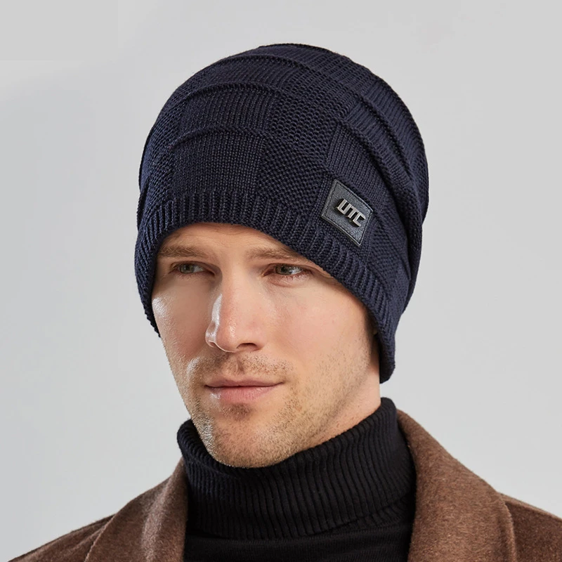 Autumn Winter Hat Knitted Outdoor Hat Warm Pure Color Hat Men's Wool Hat Ear Protection Warm Cycling Hat Fashion Male Cap